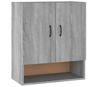 HETFTJN Armoire Murale Sonoma Gris 60x31x70 cm Meuble de Rangement Suspendu en Bois d'Ingénierie Placard Mural avec 2 Portes et Étagère Ouverte pour Salon et Entrée