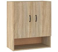 HETFTJN Armoire Murale Suspendue Chêne Sonoma 60x31x70 cm, Meuble de Rangement en Bois d'Ingénierie avec 2 Portes et Étagère Ouverte pour Salon, Bureau et Couloir