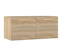 HETFTJN Armoire Murale Suspendue en Chêne Sonoma 80x35x36,5 cm, Meuble de Rangement en Bois d'Ingénierie pour Salon et Chambre, Buffet Haut Flottant Style Scandinave à 2 Compartiments