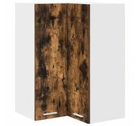 HETFTJN Armoire Suspendue d'angle de Cuisine, Meuble Haut de Rangement en Bois d'ingénierie, Design Moderne Bicolore Chêne fumé et Blanc, 57 x 57 x 80 cm
