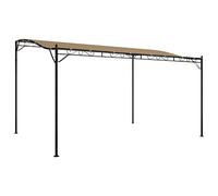 HETFTJN Auvent de Jardin 4x3 m Tonnelle de Terrasse avec Cadre en Acier Robuste et Toit Incurvé Tente de Réception pour Activités en Plein Air Pique-Nique et Camping Taupe
