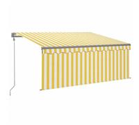 HETFTJN Auvent Rétractable avec Store Vertical 3x2,5m, Store Banne de Terrasse en Aluminium et Polyester, Toile d'Ombrage Réglable pour Jardin et Balcon, Jaune et Blanc