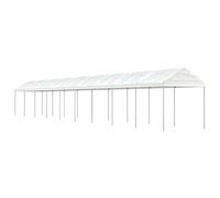 HETFTJN Belvédère de Jardin 20,07x2,28x2,69 m avec Toit Blanc en Polyéthylène, Tente de Réception Spacieuse et Barnum de Fête en Acier Galvanisé pour Événements Extérieurs