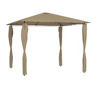 HETFTJN Belvédère de Jardin 3x3m Tonnelle Extérieure avec Revêtement de Poteaux Structure en Acier et Toit en Tissu 160g/m² Barnum pour Barbecue Réunions et Événements Taupe