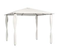 HETFTJN Belvédère de Jardin 3x3x2,6 m Tonnelle avec Revêtement de Poteaux Pavillon Extérieur en Acier et Tissu 160 g/m² pour Barbecue Réunion de Famille et Fête Crème