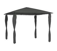 HETFTJN Belvédère de Jardin 3x3x2,6 m Tonnelle avec Revêtement de Poteaux, Structure Acier Solide, Pavillon d'Extérieur pour Barbecue, Pique-Nique et Fêtes, Anthracite