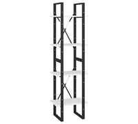 HETFTJN Bibliothèque 4 Niveaux, Étagère de Rangement en Bois de pin Massif et métal, Meuble de Salon Style Industriel, 40x30x140 cm, Blanc, Étagère Ouverte modulable