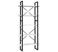 HETFTJN Bibliothèque à 5 Niveaux, Étagère de Rangement Style Industriel, Meuble Salon Moderne en Bois d'Ingénierie et Métal, Modulable en 2 Parties, Blanc 80x30x175 cm