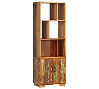 HETFTJN Bibliothèque Bois de Récupération Massif Style Industriel Rétro 60x35x180 cm Meuble de Rangement avec 2 Portes et 6 Compartiments pour Salon et Bureau