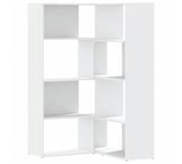HETFTJN Bibliothèque d'angle modulable, Étagère 4 Niveaux en Bois d'ingénierie, Meuble de Rangement Blanc Gain de Place pour Salon et Bureau, Dimensions 85x85x140 cm ou 140,5x30x140 cm