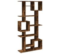 HETFTJN Bibliothèque Design 92x29x188 cm, Étagère de Rangement avec 9 Compartiments en Bois d'Ingénierie, Meuble Salon Polyvalent ou Cloison de Séparation, Coloris Chêne Fumé