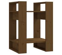 HETFTJN Bibliothèque en Bois de Pin Massif, Étagère de Rangement et Séparateur de Pièce, Meuble Décoratif pour Salon ou Bureau, Marron Miel, 41x35x57 cm