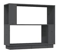 HETFTJN Bibliothèque en Bois de Pin Massif Gris 80x25x70 cm, Étagère de Rangement Ouverte, Cloison de Séparation pour Salon, Bureau et Couloir, Meuble Décoratif