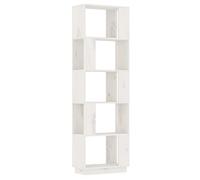 HETFTJN Bibliothèque et Séparateur de Pièce en Bois de Pin Massif Blanc, Étagère de Rangement Ouverte pour Livres et Décorations, Meuble Design 51x25x163,5 cm