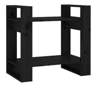 HETFTJN Bibliothèque et Séparateur de Pièce, Étagère de Rangement Ouverte en Bois de Pin Massif, Meuble Bas Style Rustique pour Salon ou Bureau, Noir 60x35x57 cm