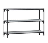 HETFTJN Bibliothèque Industrielle 100x33x70,5 cm - Étagère de Rangement Ouverte 3 Niveaux - Meuble TV Salon ou Bureau - Bois d'Ingénierie et Structure en Acier Robuste, Sonoma Gris