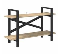 HETFTJN Bibliothèque Industrielle 2 Niveaux, Étagère de Rangement Ouverte en Bois d'Ingénierie et Acier, Style Loft pour Salon et Bureau, Chêne Sonoma, 100 x 33,5 x 64 cm
