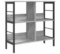HETFTJN Bibliothèque Industrielle 4 Étages, Étagère de Rangement Salon, Meuble Bureau en Bois d'Ingénierie et Acier, Style Rustique, 82 x 32 x 79 cm, Gris Sonoma