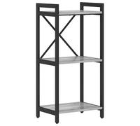 HETFTJN Bibliothèque Industrielle 40 x 30 x 85 cm, Étagère de Rangement Ouverte en Bois d'Ingénierie et Acier, Meuble de Bureau et Salon, Couleur Sonoma Gris