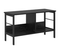 HETFTJN Bibliothèque Industrielle Basse, Étagère de Rangement Salon 2 Niveaux, Design Moderne, Chêne Noir et Acier, 82 x 32 x 47 cm, Meuble de Rangement Ouvert pour Bureau et Salon