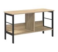 HETFTJN Bibliothèque Industrielle, Étagère de Rangement 2 Niveaux, Meuble Bas Style Moderne, Bois d'Ingénierie, Couleur Chêne Sonoma, 82 x 32 x 47 cm, Pieds Réglables, pour Salon Bureau