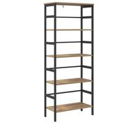 HETFTJN Bibliothèque Industrielle, Étagère de Rangement 4 Niveaux, Meuble de Salon et Bureau en Bois d'Ingénierie et Acier, 60 x 29,5 x 149 cm, Style Rustique et Moderne, Chêne Artisanal