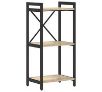 HETFTJN Bibliothèque Industrielle, Étagère de Rangement avec Cadre en Acier Robuste, Étagère Ouverte pour Salon ou Bureau, Bois d'ingénierie, Finition Chêne Sonoma, 40 x 30 x 85 cm