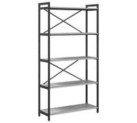 HETFTJN Bibliothèque Industrielle, Étagère de Rangement Ouverte, Bois d'Ingénierie et Acier, Style Urbain pour Salon Bureau, Sonoma Gris 80 x 30 x 155 cm