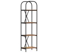 HETFTJN Bibliothèque Rectangulaire 4 Étages, Étagère de Rangement Style Industriel, Bois Ancien avec Pieds en Métal Noir, Meuble Organisateur pour Salon et Bureau, 40 x 30 x 146 cm