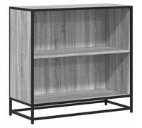 HETFTJN Bibliothèque Style Industriel, Étagère de Rangement Basse, Meuble de Salon avec 2 Étagères, Bois d'Ingénierie et Cadre en Métal, Sonoma Gris, 80,5 x 35 x 76 cm