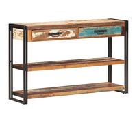 HETFTJN Buffet 120x30x75 cm en Bois de Récupération Solide - Table Console Industrielle avec 2 Tiroirs et 2 Étagères - Meuble de Rangement Élégant pour Salon et Entrée