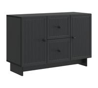 HETFTJN Buffet avec 2 Tiroirs et 2 Portes Noir Mat 89 x 34,5 x 60 cm - Meuble de Rangement Bas en Bois d'Ingénierie pour Salon et Salle à Manger - Bahut Style Moderne
