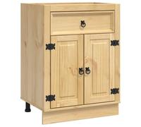 HETFTJN Buffet Bas avec tiroir et Portes Ski, Meuble de Rangement en pin Massif, Commode pour Salon ou Salle à Manger, Brun Miel, 60 x 46 x 81,5 cm