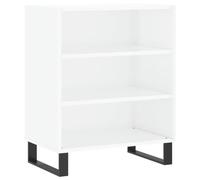 HETFTJN Buffet Bas Blanc Brillant 57x35x70 cm Meuble de Rangement en Bois d'Ingénierie et Métal, Commode Moderne avec Pieds en Fer pour Salon, Entrée et Bureau