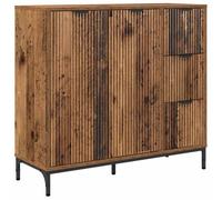 HETFTJN Buffet Bas Bois Ancien, Bahut Moderne en Bois d'Ingénierie avec 3 Tiroirs et 2 Portes, Commode de Rangement Rectangulaire pour Salon et Cuisine, 89,5 x 33 x 82 cm