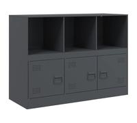 HETFTJN Buffet Bas en Acier Laminé à Froid, Meuble de Rangement avec 3 Portes pour Salon, Bureau et Entrée, Commode Industrielle Stable, Anthracite, 99 x 39 x 73 cm