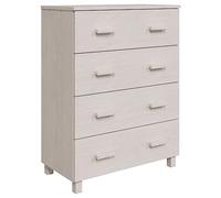 HETFTJN Buffet Blanc 79x40x103,5 cm en Bois de Pin Massif - Commode Haute avec 4 Tiroirs Coulissants de Style Hamar pour Rangement Organisé dans Le Salon ou la Salle à Manger