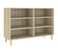 HETFTJN Buffet Chêne Sonoma 103,5x35x70 cm, Bibliothèque Style Scandinave en Bois d'Ingénierie, Meuble de Rangement avec 6 Étagères et Pieds en Eucalyptus Massif pour Salon