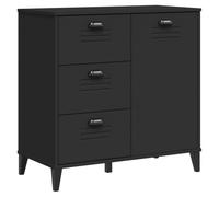 HETFTJN Buffet de Salon Style Industriel VIKEN - Bahut Noir 80x40x80 cm en Bois d'Ingénierie - Commode avec 3 Tiroirs et 1 Porte pour Couloir, Entrée et Salle à Manger