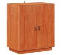 HETFTJN Buffet en Pin Massif Brun Ciré, Meuble de Rangement avec 2 Portes et Étagères pour Salon et Salle à Manger, Bahut Bas en Bois Style Rustique, 65,5 x 40 x 75 cm