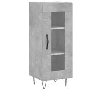 HETFTJN Buffet Gris Béton 34,5x34x90 cm, Meuble de Rangement sur Pieds en Bois d'Ingénierie et Verre pour Salon, Bureau ou Entrée, Petite Armoire Vitrine Moderne