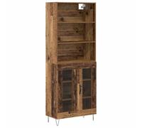 HETFTJN Buffet Haut 2 Pièces en Bois dIngénierie Bois Ancien, Armoire de Rangement avec 2 Portes en Verre, Vaisselier Moderne avec Étagères pour Salon et Salle à Manger, 69,5x34x180 cm