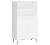 HETFTJN Buffet Haut Blanc 60x36x110 cm, Meuble de Rangement avec Portes et Étagères pour Salon, Salle à Manger et Entrée, Cabinet de Rangement en Bois d'Ingénierie