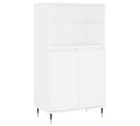 HETFTJN Buffet Haut Blanc 60x36x110 cm Meuble de Rangement en Bois d'Ingénierie et Métal avec 6 Compartiments et Portes Armoire de Salon Style Industriel pour Entrée