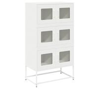 HETFTJN Buffet Haut Blanc 68x39x123 cm, Meuble de Rangement en Acier avec 6 Portes et 6 Compartiments pour Cuisine, Salle à Manger et Salon, Cabinet Organisateur Solide