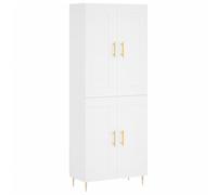 HETFTJN Buffet Haut Blanc 69,5x34x180 cm en Bois d'Ingénierie et Fer, Meuble de Rangement Salon Moderne avec Portes et Grand Espace de Stockage, Cabinet Gain de Place Élégant pour Salle à Manger