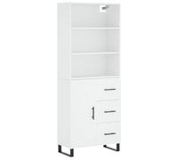 HETFTJN Buffet Haut Blanc, Meuble de Rangement Salon, Armoire Haute avec Portes et Pieds en Fer, Cabinet en Bois d'Ingénierie pour Cuisine et Salle à Manger, 69,5x34x180 cm