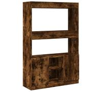 HETFTJN Buffet Haut Chêne Fumé 92x33x140 cm, Meuble de Rangement en Bois d'Ingénierie, Étagère de Salon avec Portes, Bibliothèque Pratique pour Bureau et Maison