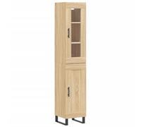 HETFTJN Buffet Haut Chêne Sonoma 34,5x34x180 cm en Bois d'Ingénierie, Vitrine de Salon avec Pieds en Fer, Meuble de Rangement Vertical pour Salle à Manger et Cuisine, Armoire Haute avec Porte