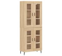 HETFTJN Buffet Haut Chêne Sonoma 69,5x34x180 cm Grand Vaisselier en Bois d'Ingénierie Métal et Verre Argentier Design Élégant et Moderne pour Salon Salle à Manger Cuisine